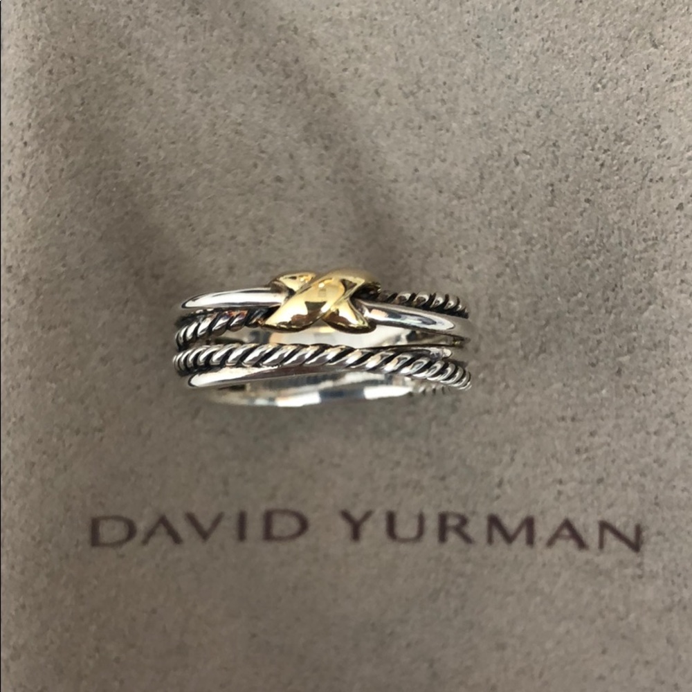 New David Yurman X Crossover Ring Silver &18k gold